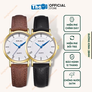 Đồng Hồ Nữ Dây Da Halei Kim Xanh Số La Mã Cổ Điển Tinh Tế Huyền Thoại Đồng Hồ Thảo HH99 Halei 540