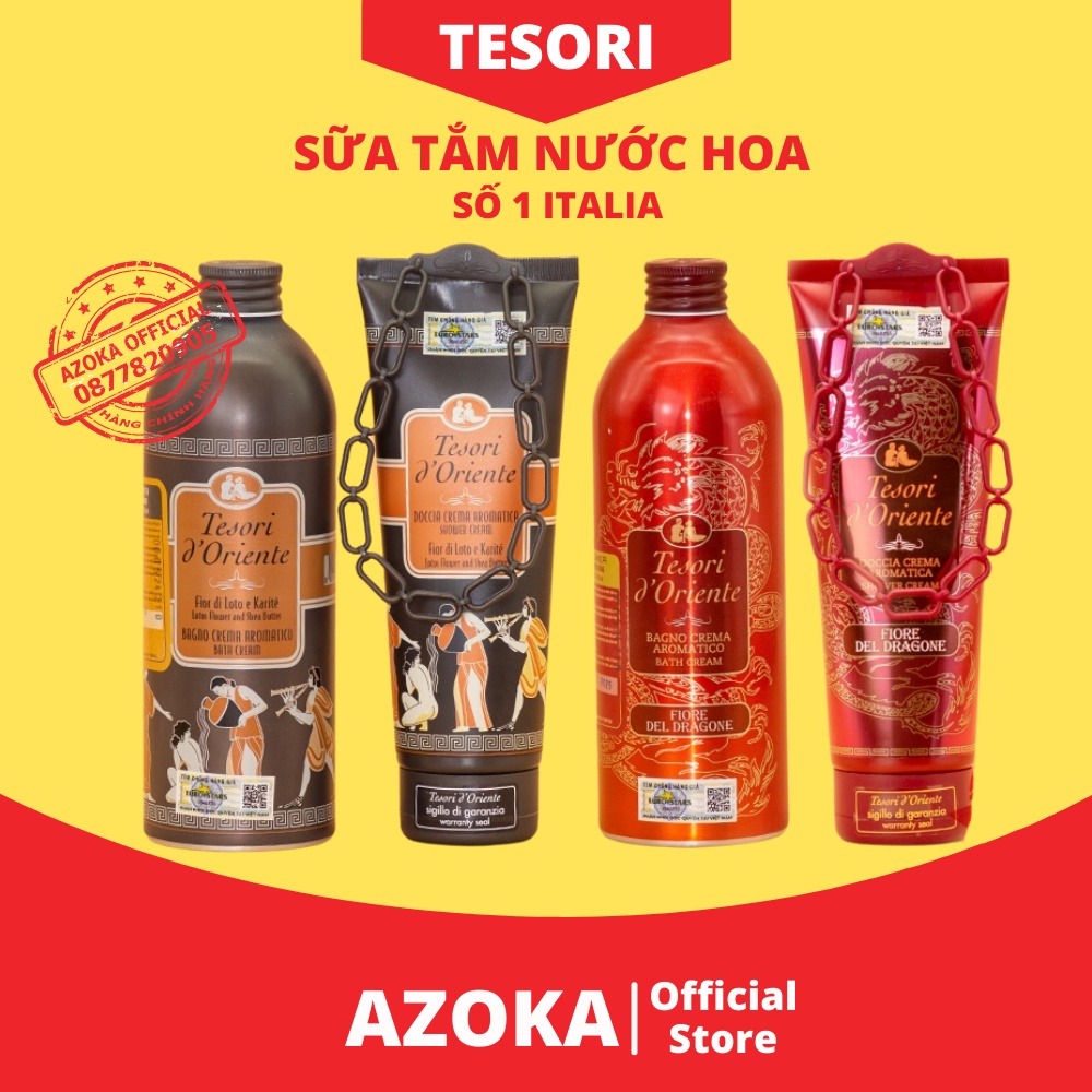 Sữa Tắm Nước Hoa Tesori D'Oriente CHÍNH HÃNG Sữa Tắm Xích Thơm Dịu Trắng Da 250ml-500ml Kèm Vòi Tặng - AZOKA | BigBuy360 - bigbuy360.vn