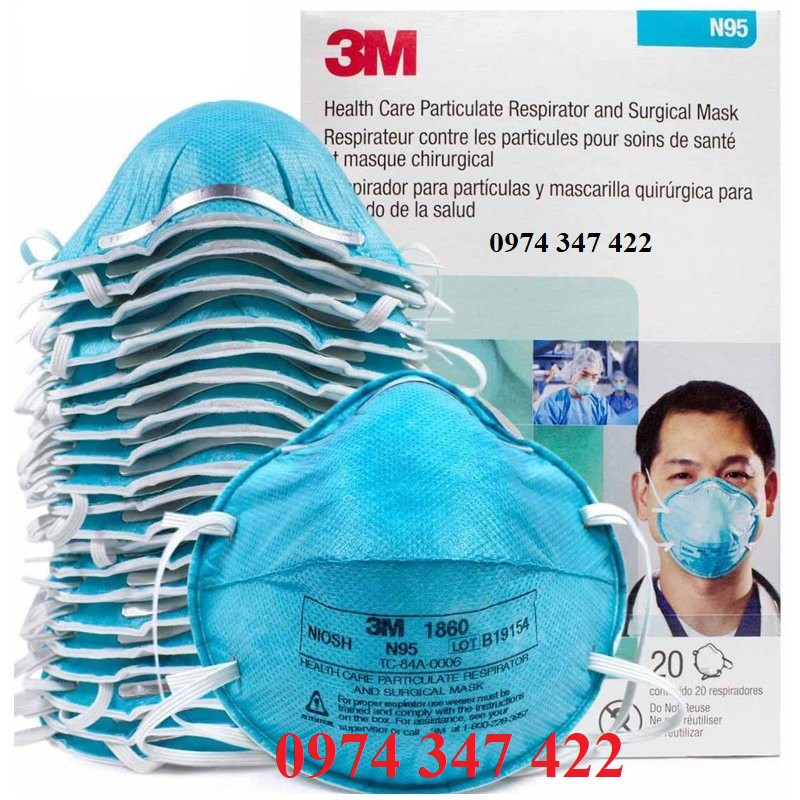 Khẩu trang bảo hộ 3M 1860 tiêu chuẩn  N95 SẴN HÀNG, CHỌN MUA