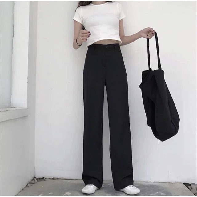 Quần ống rộng culottes Ulzzang Phong cách hàn quốc khóa trước dài