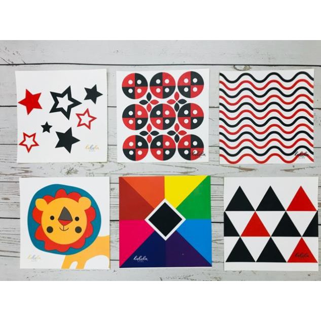 Bộ 6 thẻ dán tường KÍCH THÍCH THỊ GIÁC cho bé sơ sinh lalala baby giúp bé phát triển toàn diện shop bố bống