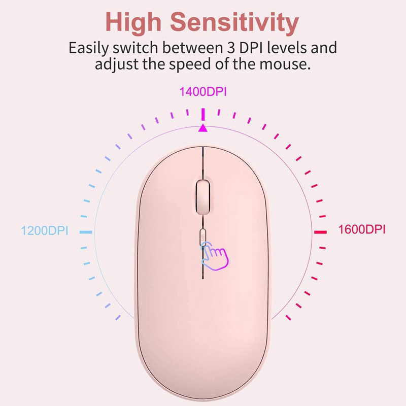 Slim Dual e(Bluetooth 4.0 + USB)Mouse,3 DPI, for Laptop, PC(Pink)