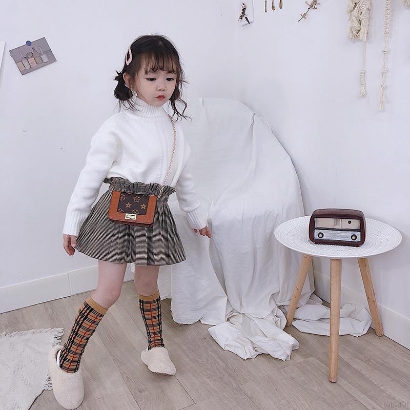 Kids Girls PU Waterproof Shoulder Bags Durable Handbag All-Matched Flap Hasp Chain Messenger Bag