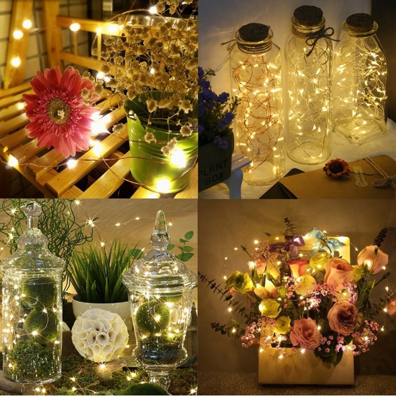 Dây đèn led 100 bóng 3 pin AA trang trí tiệc giáng sinh 2M 3M 5M 10M