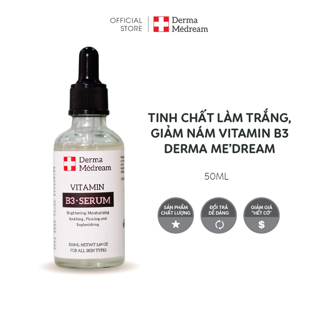 Serum Vitamin B3 Derma Me'Dream, giảm thâm nám, tàn nhang, cải thiện kết cấu da mềm mịn - Combo 2 Chai 50ml