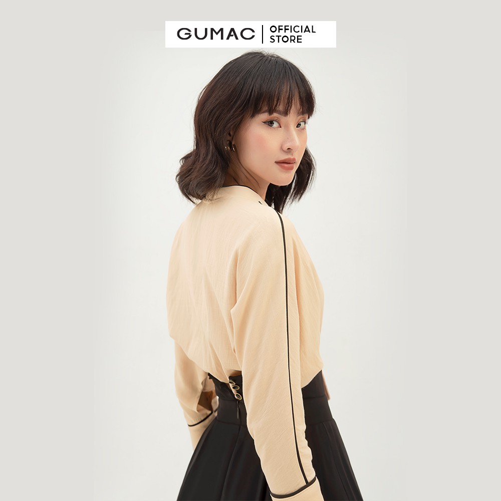 [Mã WABRGU giảm 50k đơn từ 0đ] Áo sơ mi nữ thiết kế tay dơi GUMAC màu be, đủ size, đồ công sở thanh lịch AB348 | BigBuy360 - bigbuy360.vn