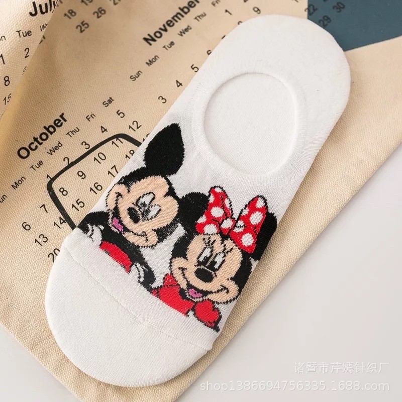 Tất Vớ Lười Disney Tất Lười nữ Hoạt hình Mang giày thể thao Phong cách Ulzzang Vớ ẩn Nữ Cotton Cao cấp