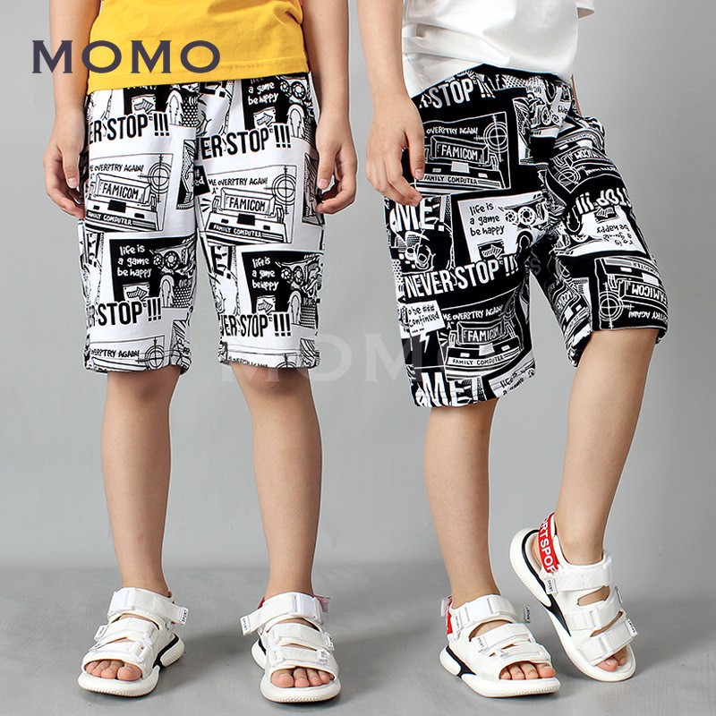 Quần Short Cotton Họa Tiết Graffiti Cá Tính Dành Cho Bé Trai 7-11 Tuổi