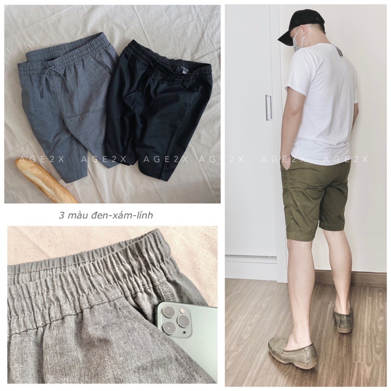 Quần Short nam AGE2X chất kaki cotton Wash mềm thấm mồ hôi, khô nhanh, chính hãng vnxk AGE2X | BigBuy360 - bigbuy360.vn