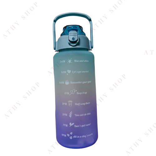 BÌNH NƯỚC 2000ML CÓ VẠCH CHIA THỜI GIAN UỐNG BẰNG NHỰA CAO CẤP plastic water bottle 2 liters lớn 2 lít