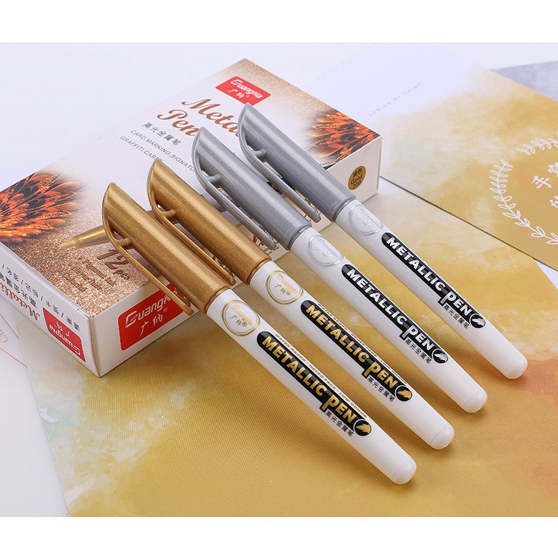 Bút nhũ metallic màu vàng, bạc ngòi to MODINA siêu bền và nhiều mực