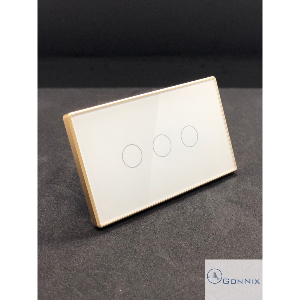 Công tắc thông minh Zigbee Tuya, hình chữ nhât viền vàng, điều khiển qua điện thoại App SmartLife/TuyaSmart