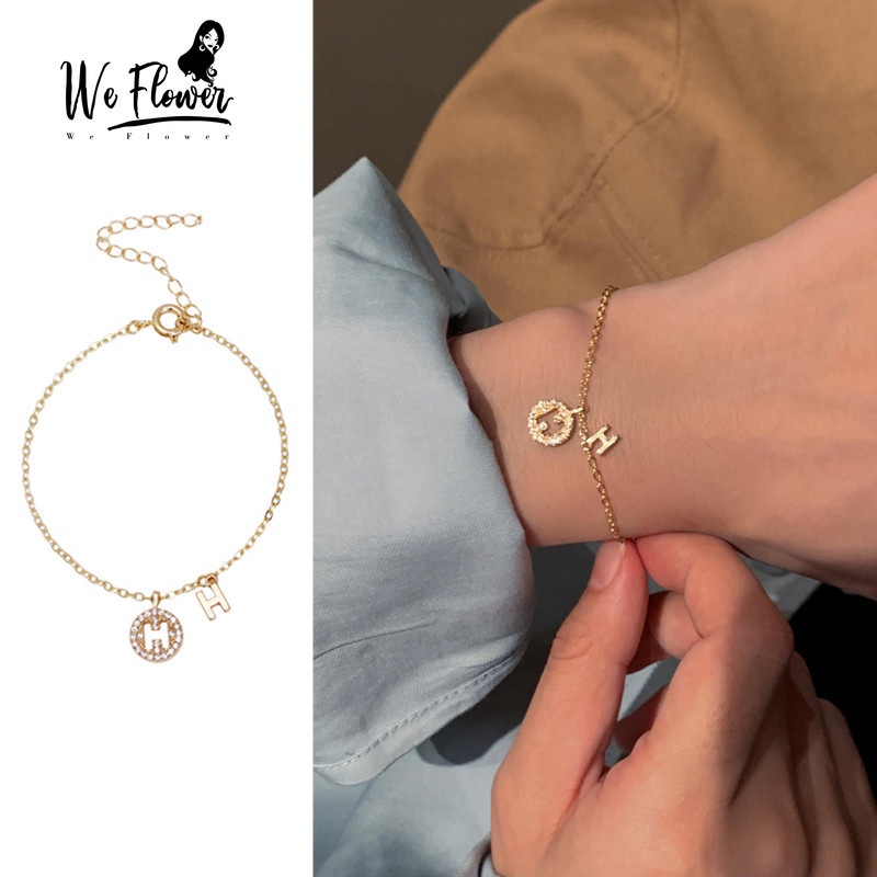 We Flower Vòng Tay Mạ Vàng 14K Mặt Chữ H Thời Trang Cho Nữ
