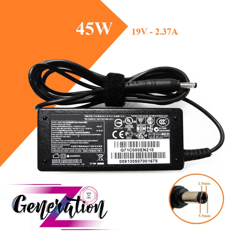 BỘ SẠC LAPTOP TOSHIBA 19V - 2.37A - ADAPTER TOSHIBA 19V - 2.37A