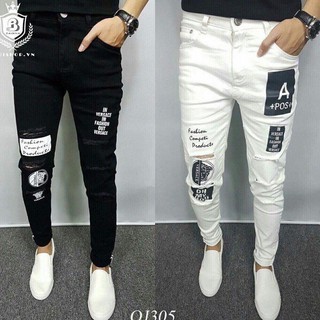  QUẦN JEAN NAM RÁCH CAO CẤP LYLYSHOPVIP J60 (TRẮNG, ĐEN) 