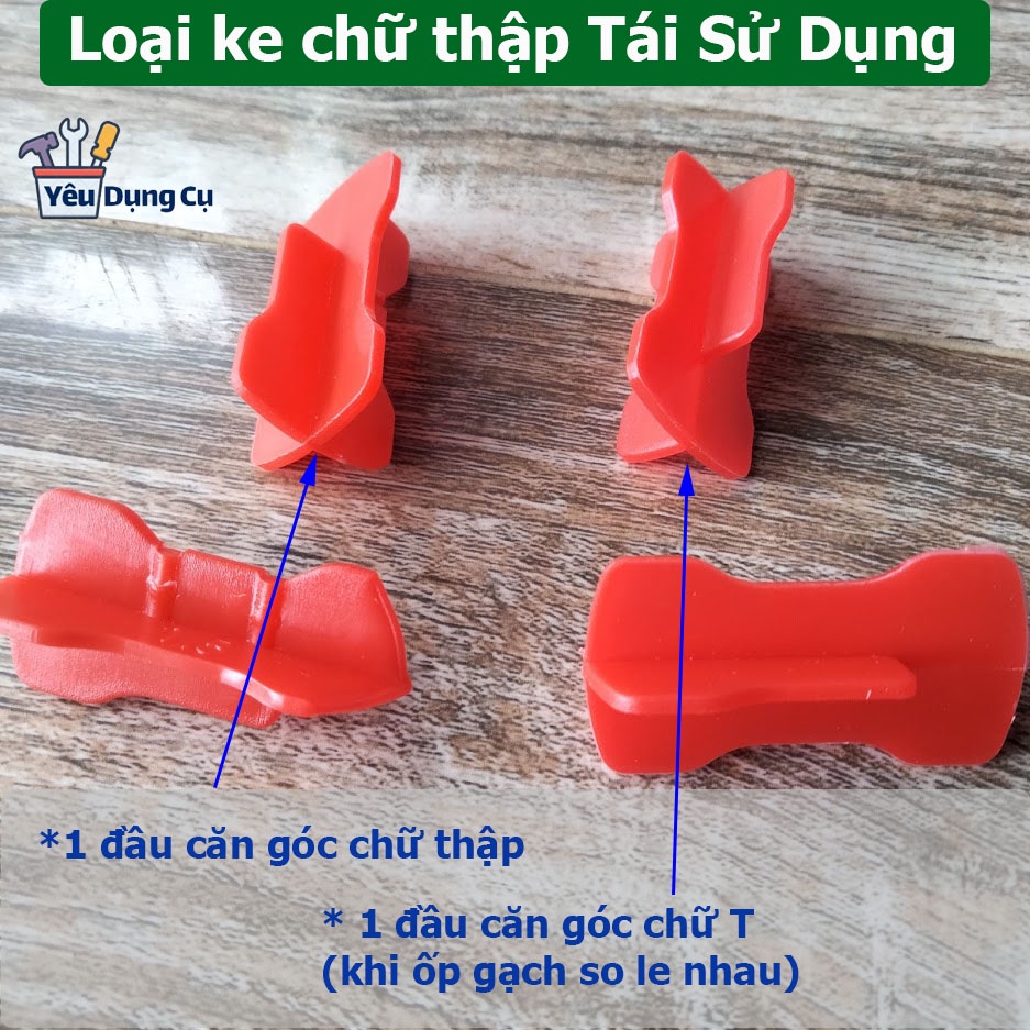 Gói 100 ke dấu cộng + chữ thập ốp lát gạch tái sử dụng loại 1mm , 1,5mm