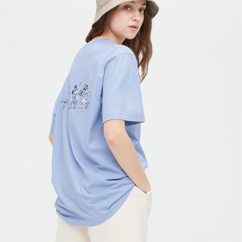 DISNEY Áo Thun Ngắn Tay In Hình Chuột Mickey Uniqlo UT Cho Nam Nữ 447387