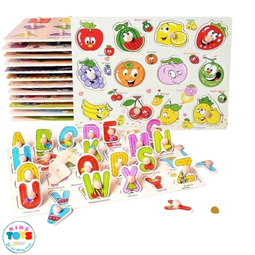 Đồ Chơi Gỗ Cho Bé HagykidHN Bảng Ghép Hình Núm Gỗ Thông Minh Loại Dày To Đẹp 20x30cm Nhiều Chủ Đề