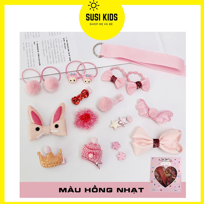 Kẹp tóc nơ cho bé gái phong cách hàn quốc hộp 18 cái siêu cute PK001 - Susikids