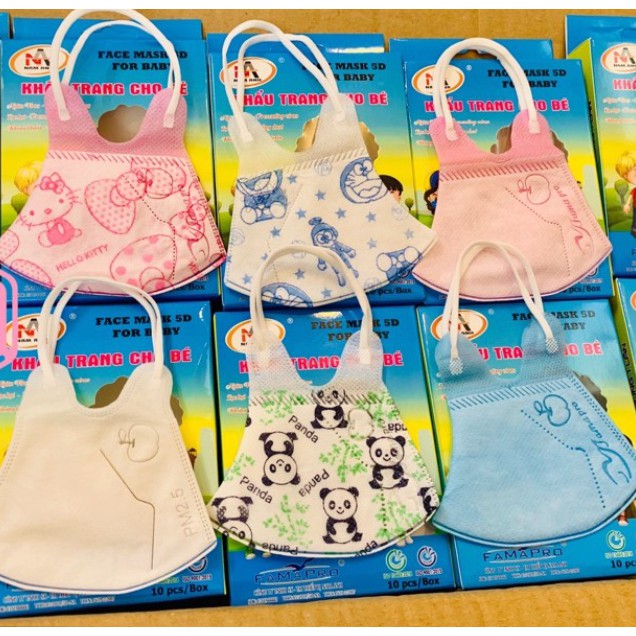 Khẩu trang trẻ em 5D mask hàng công ty Nam Anh Famapro hộp gồm 10 cái