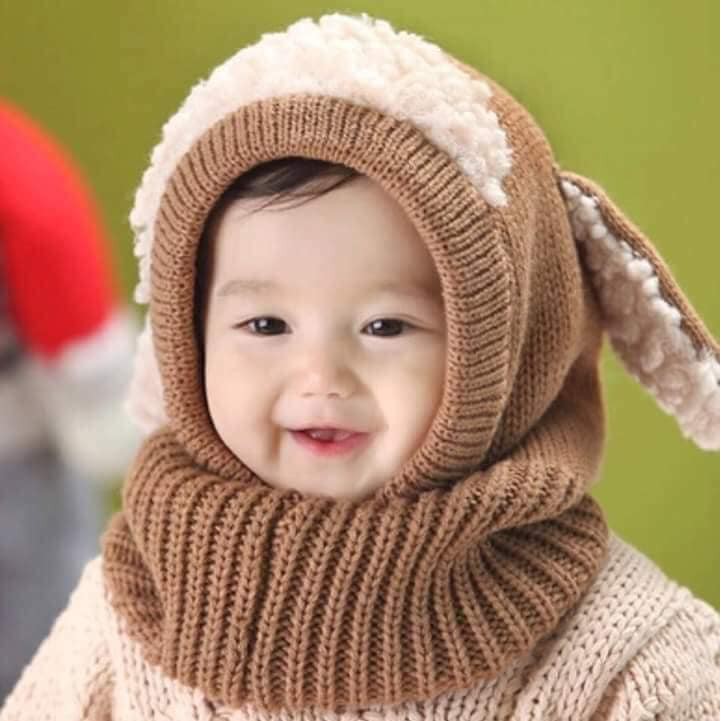 Mũ cừu liền khăn siêu ấm cho bé