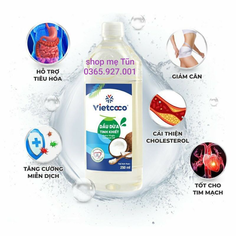 Dầu dừa tinh khiết organic vietcoco 250ml