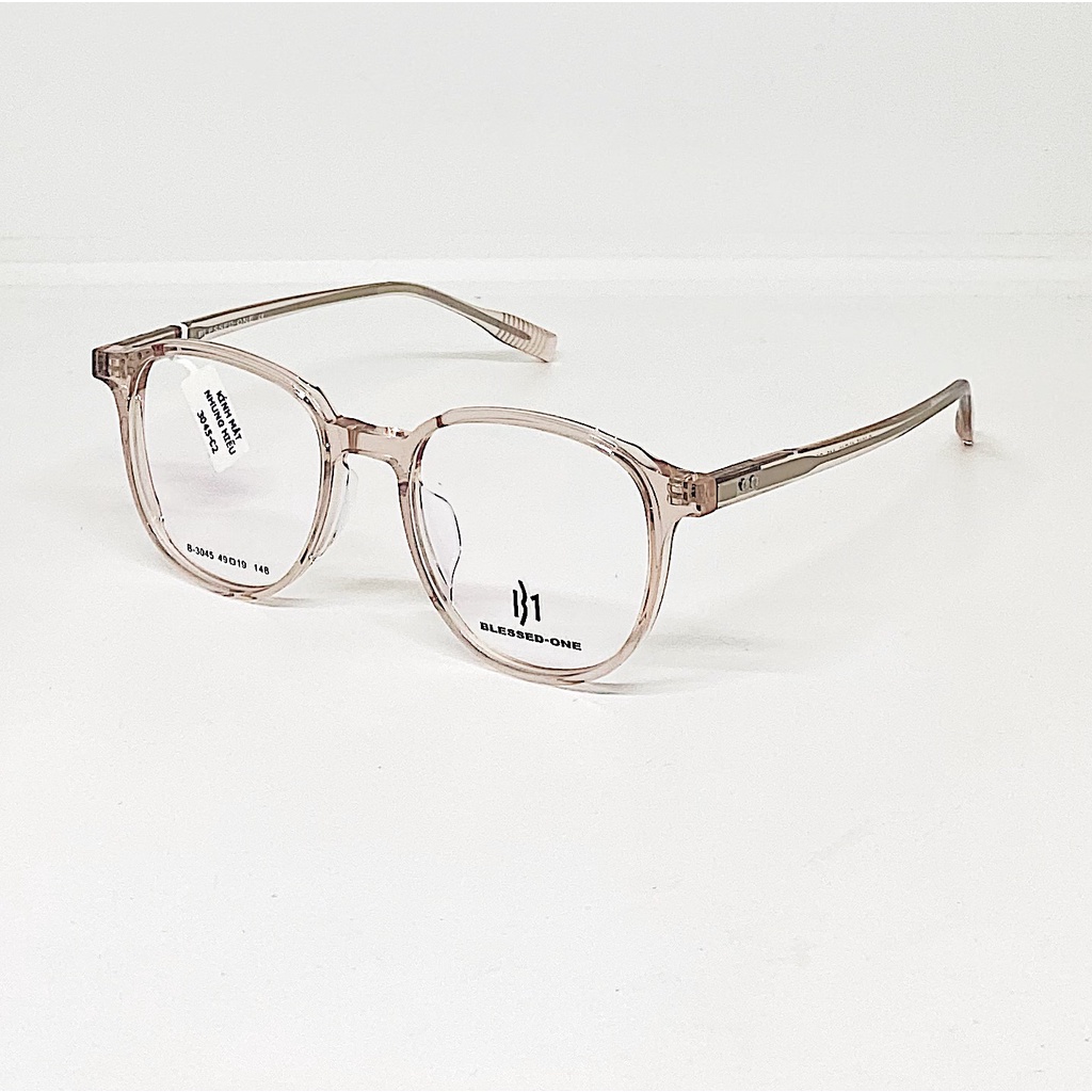 Gọng kính cận nam nữ NHUNG HIẾU dáng tròn 3045 nhựa acetate và hợp kim cao cấp