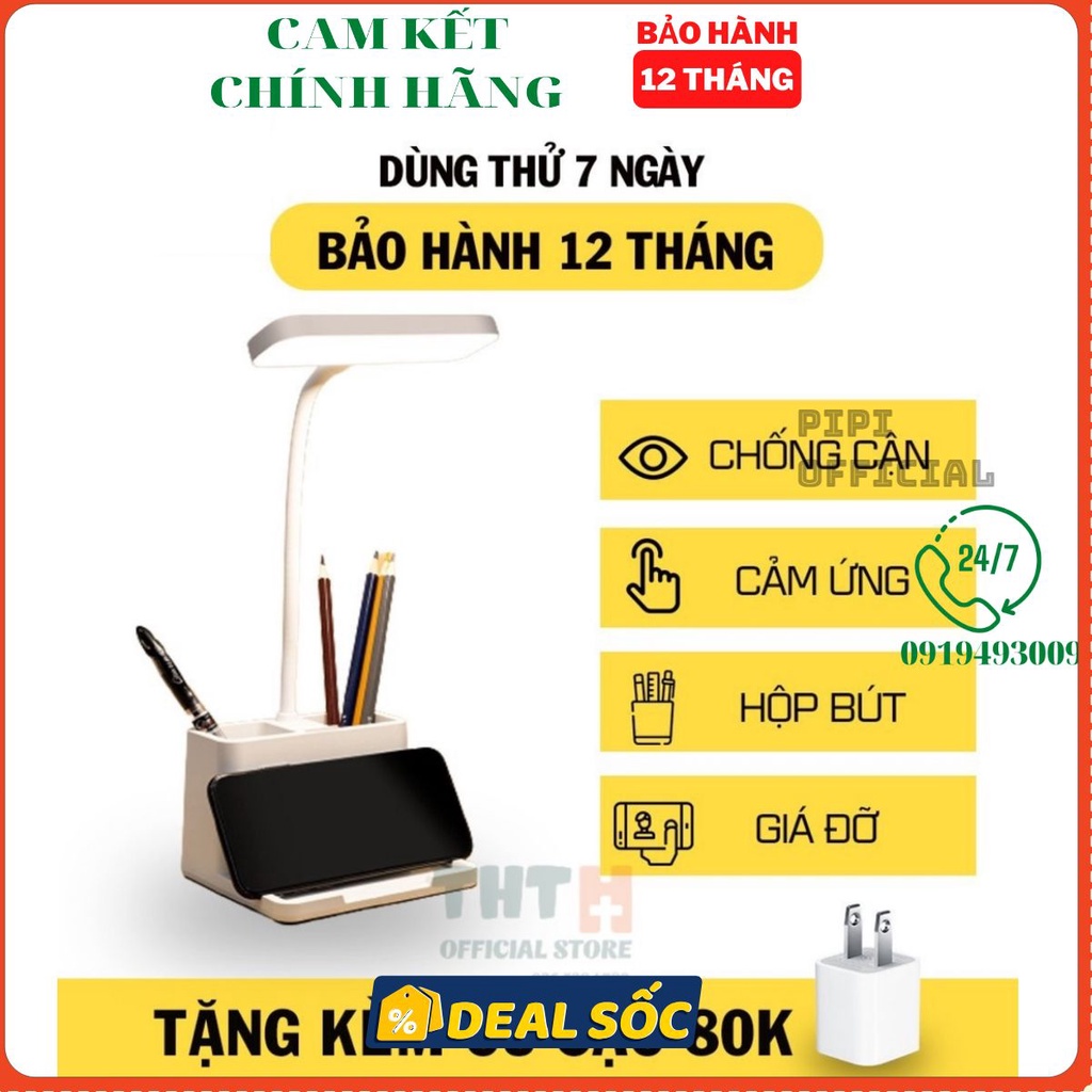 Đèn học đề bàn Chống Cận Tích Điện- 3 Chế Độ Ánh Sáng Tự Nhiên - Có Ngăn Để Bút - Bật Tắt Cảm Ứng