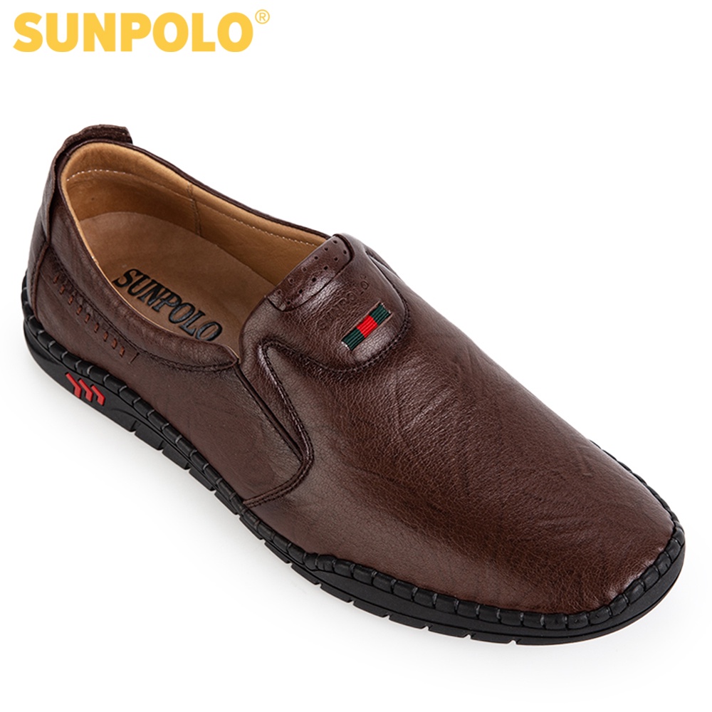 Giày mọi nam da bò SUNPOLO Đế cao su CS5055