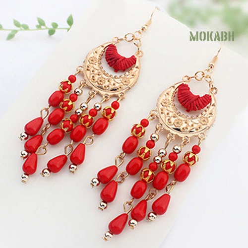 Bông Tai Thời Trang Kiểu Móc Tua Hình Trăng Khuyết Cổ Điển Cho Nữ