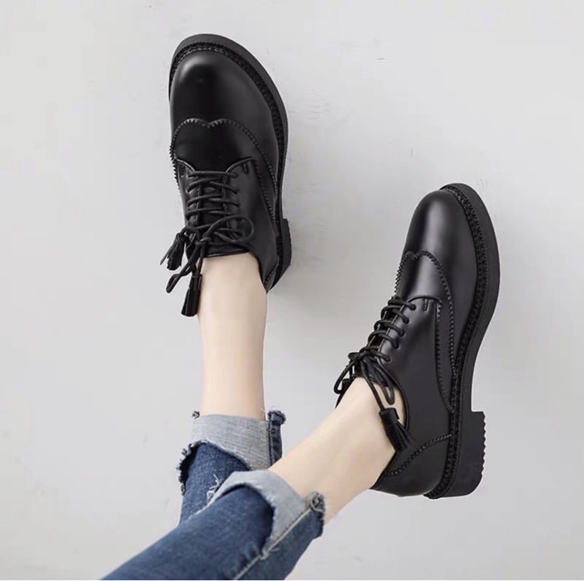 [order-có clip] Sẵn size 40  Giày oxford da cổ thấp dễ phối đồ. Ảnh thật ở cuối (form giày nhỏ lưu ý tăng 1 size)