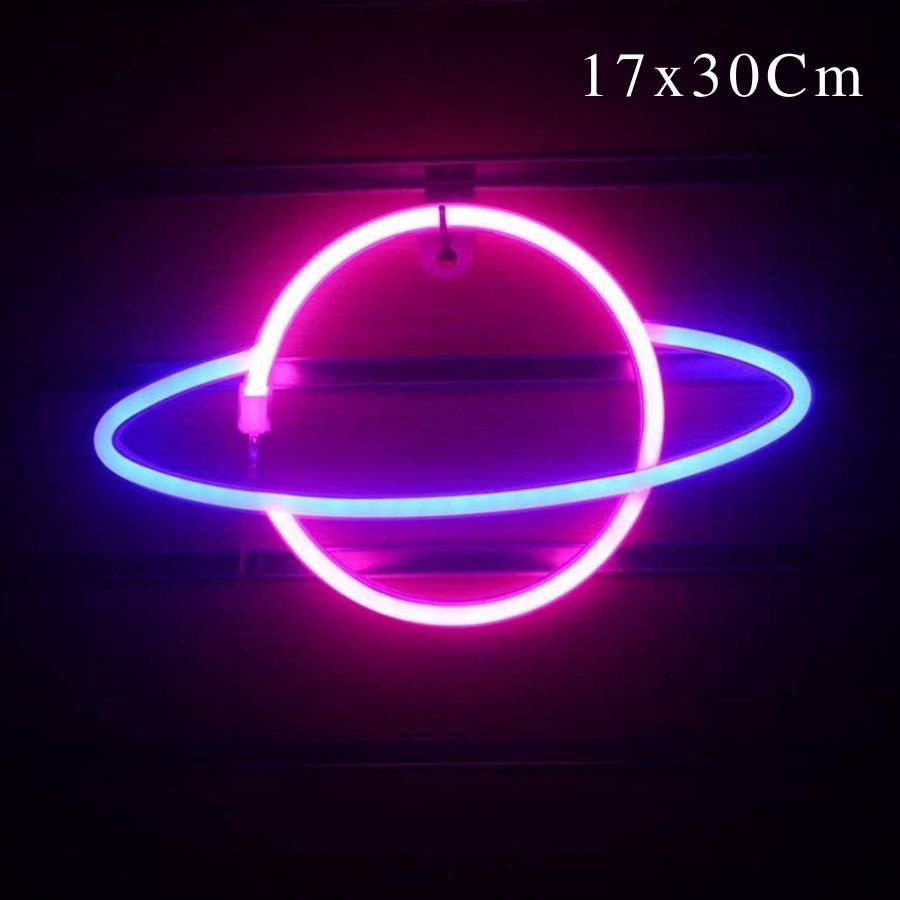 Đèn led NEON treo tường trang trí phòng ngủ dùng pin và USB nhiều kiểu dáng decor phòng ngủ