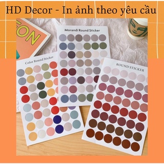 Set 48 miếng hình dán tròn, round sticker, phụ kiện dán postcard , dán ảnh
