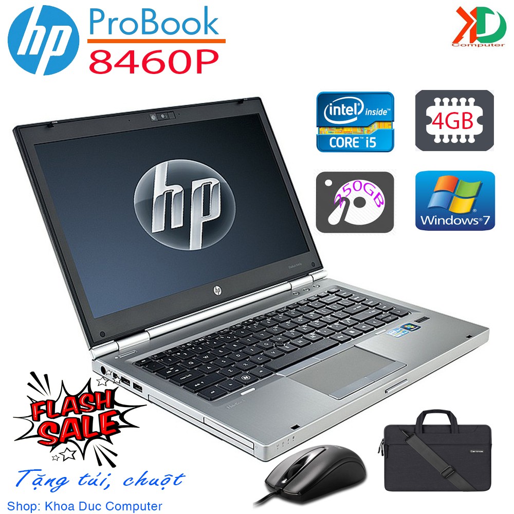 Laptop HP Elipbook 8460P Core i5, 4gb Ram, 250gb HDD, 14inch HD, vỏ nhôm siêu bền