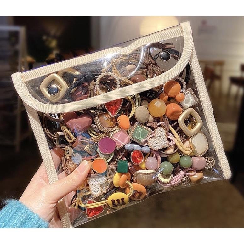 ❤️ Dây buộc tóc set 20 chun buộc tóc túi nhựa trong mix nhiều hình dễ thương ❤️