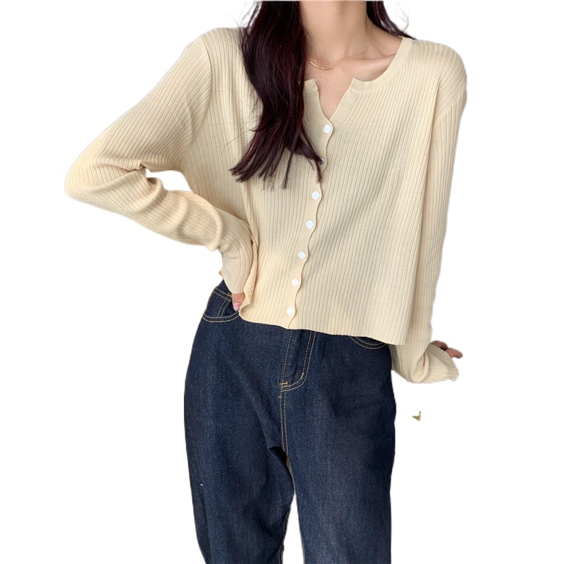 Áo Len Dệt Kim Mới Mùa Thu Của Phụ Nữ Phong Cách Hàn Quốc Thời Trang Màu Rắn Thời Trang Ngắn Trên