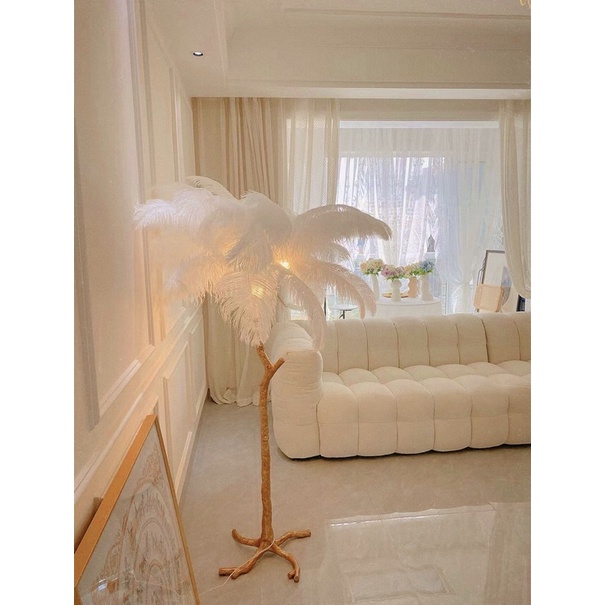 Đèn sàn để phòng ngủ, phòng khách lông vũ Ostrich Lamp cao cấp