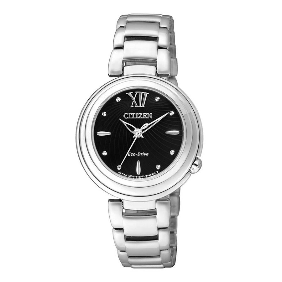 Đồng Hồ Nữ Citizen Dây Thép Không Gỉ EM0331-52E - Mặt Đen (Sapphire)