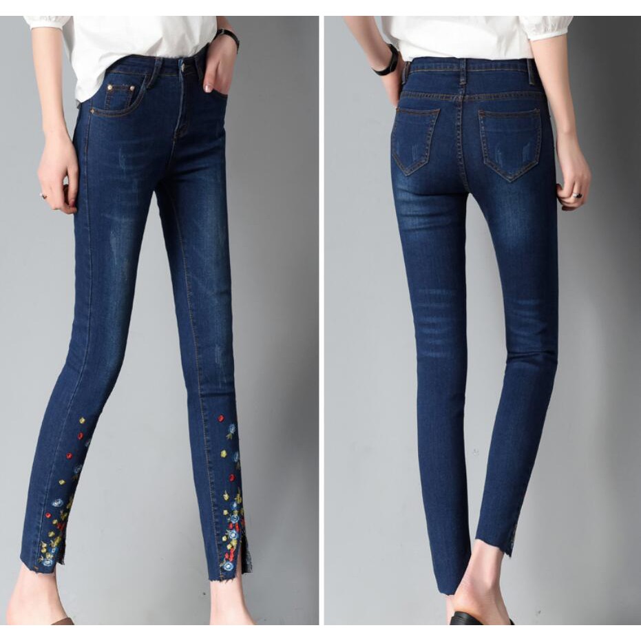 Quần jeans giá rẻ FREE SHIP Quần jean ống bó dài nữ cao cấp-Quần bò nữ hàng quảng châu mẫu mới nhất Q19