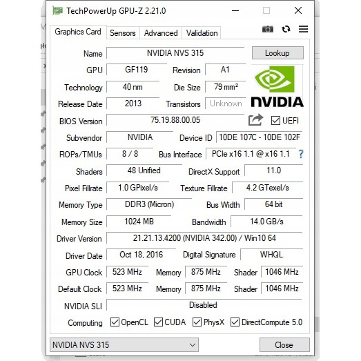 Card màn hình NVIDIA Quadro NVS 315 1GB - VGA Quadro NVS 315 cũ tháo máy | WebRaoVat - webraovat.net.vn