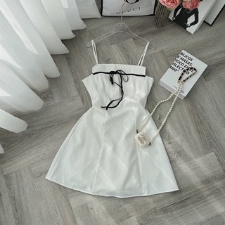 ĐẦM XẾP NGỰC NƠ 2 DÂY 2 MÀU