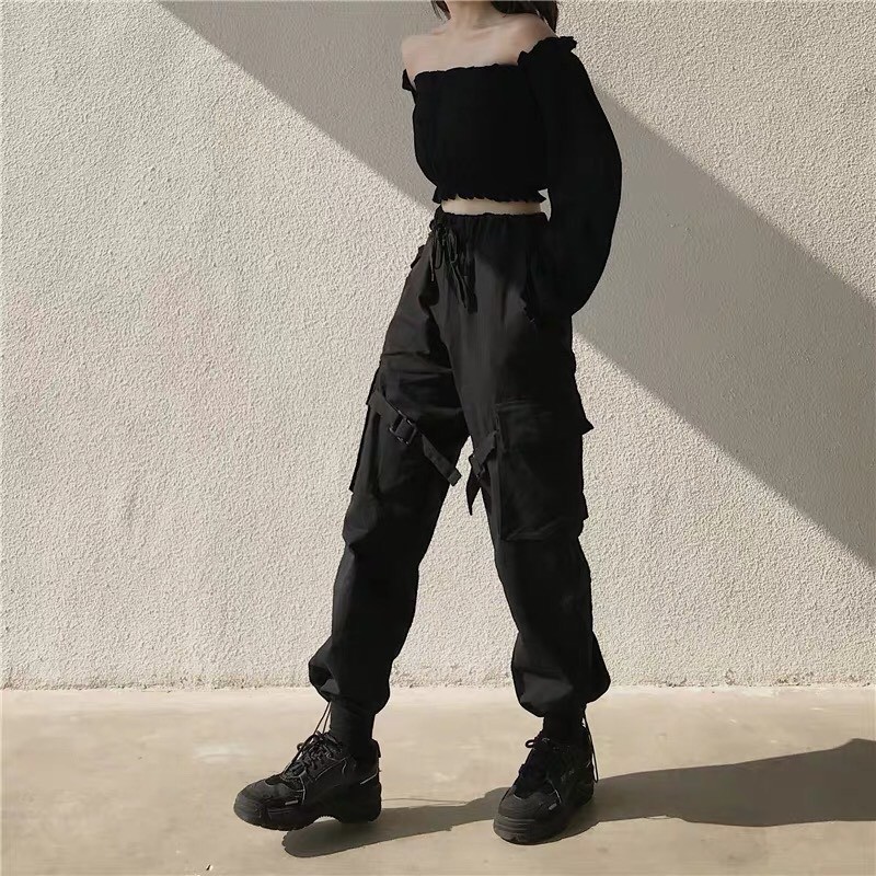 Quần kaki Jogger Túi Hộp Phối Khóa MOLY PANTS Unisex/Nam nữ unisex/Quần kaki ống suông màu đen Jaystoree ❤️