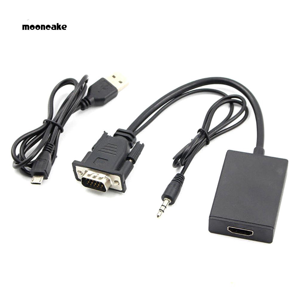 Cáp chuyển đổi VGA ra 1080P HD HDMI và đầu cắm âm thanh/video kèm dây USB chuyển đổi ra Micro-USB
