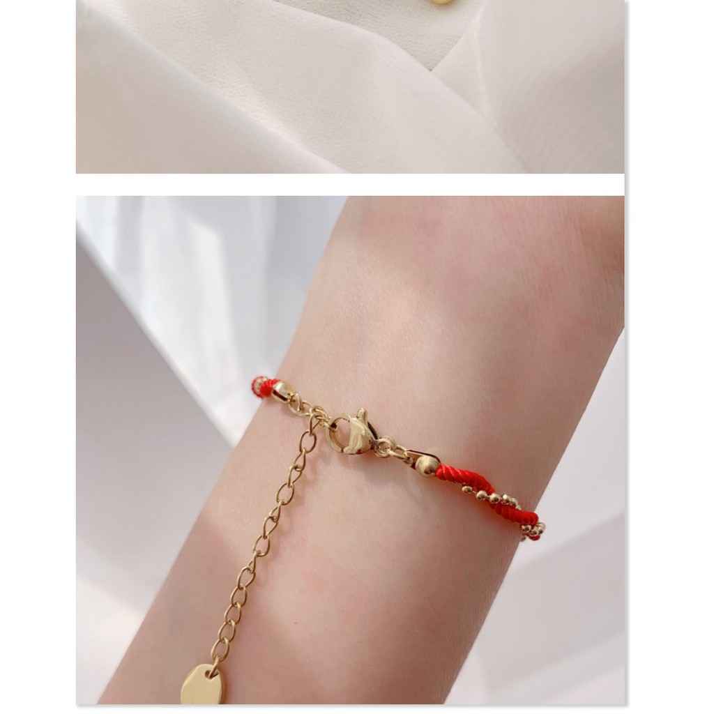 Vòng tay lắc tay nữ titan phối chỉ đỏ hồ lôS1-311 - CAM KẾT KHÔNG GỈ, KHÔNG BAY MÀU - BẢO HÀNH 12 THÁNG