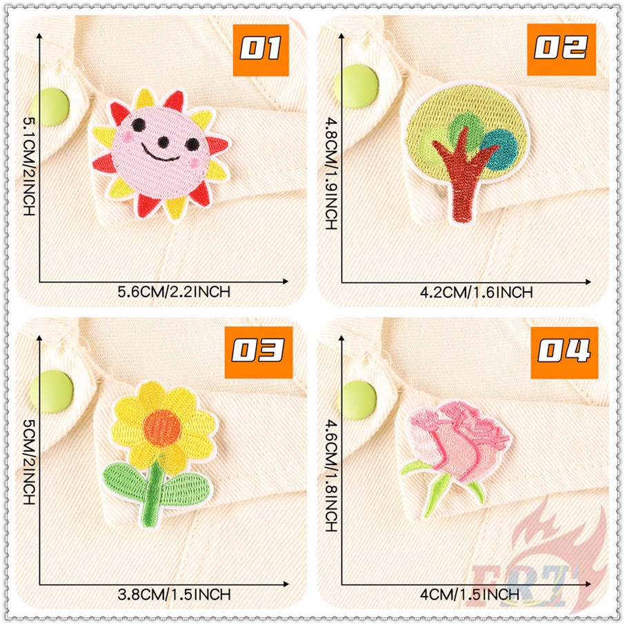 ☸ Miếng Dán Ủi Lên Quần Áo Tiện Dụng ☸ 1 Huy Hiệu Cài Áo Hình Hoa Hướng Dương / Cây / Bánh / Đám Mây