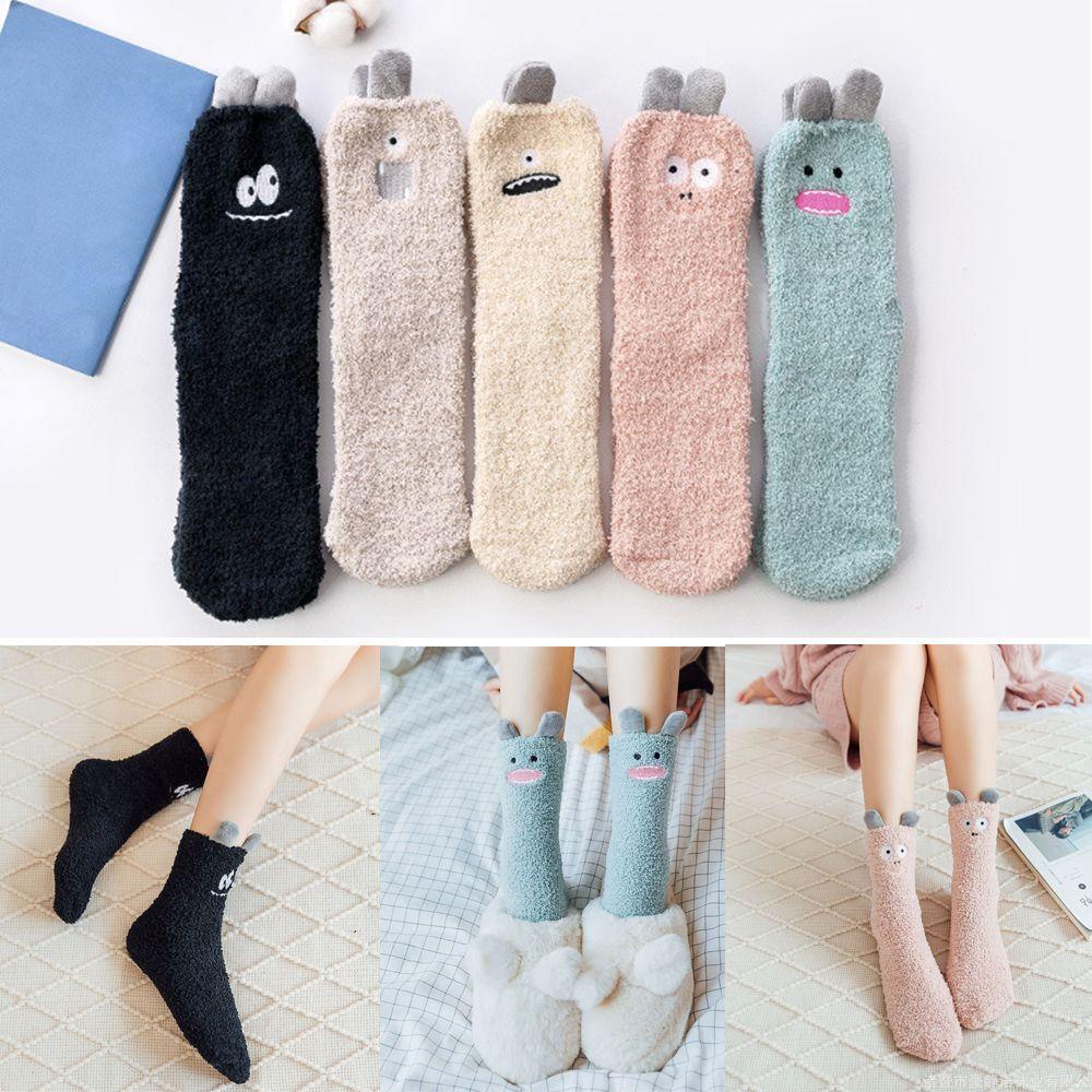 Vớ Ngủ Vải Nhung San Hô Dày Mềm Mại Giữ Ấm Mùa Đông Cho Nữ