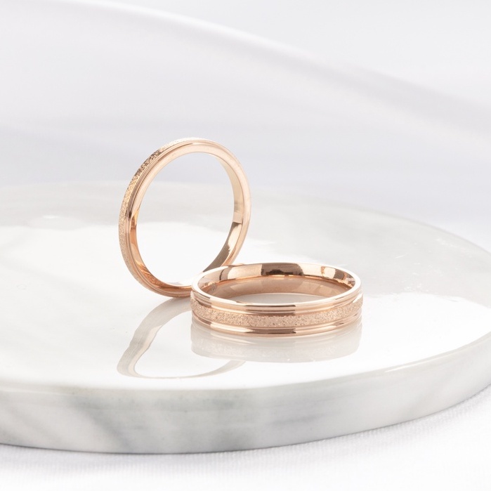 Nhẫn cặp đôi CDE Milgrain Rose Gold Ring CDE8003RG &amp; CDE8004RG