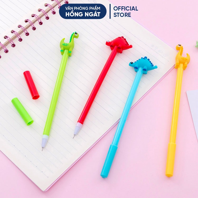 Bút bi cute khủng long Ms2, bút bi nước mực gel đen ngòi 0.5mm nhiều màu dễ thương đồ dùng học tập B14
