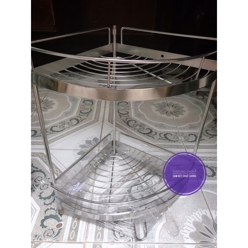Kệ góc inox nhà tắm 2 tầng inox 304
