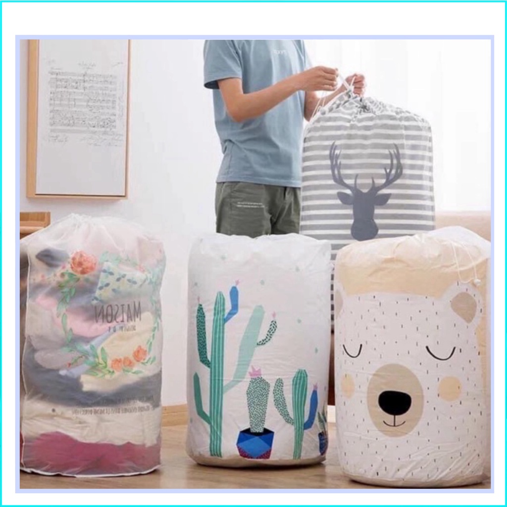 Túi dây rút vải dù nhựa chống thấm đựng chăn màn quần áo